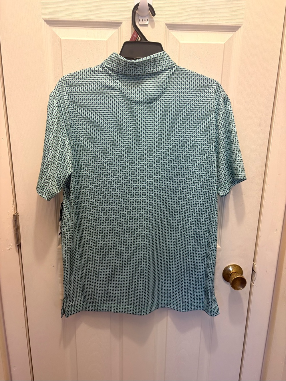 Hogan Men's Polo in Light Teal with Micro Pattern
